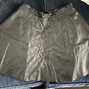 H&M Black Faux Leather Mini Skirt